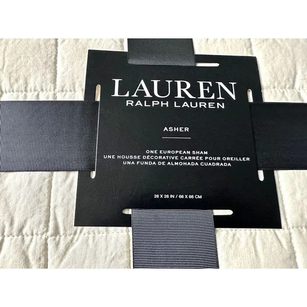 Lauren Ralph Lauren Asher Euro Sham White Ivory 26 x 26 Quilted Cotton NEW